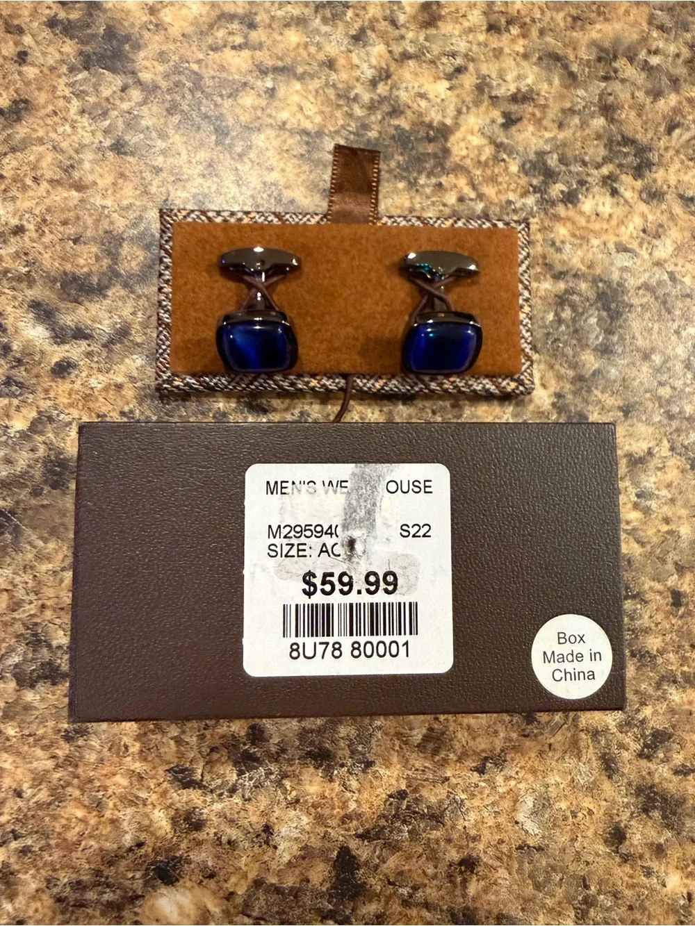 Joseph Abboud Men's Cobalt Blue Square Glass Cufflinks